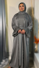 Silver Mist Abaya Set-UAE
