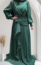 Shimmer Silk Drape Gown (Emerald)