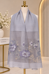Magnolia Floral Embroidery Party Scarf