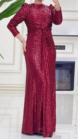 Crimson Sequin Party Dress
