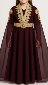 Girls Turkish Party Kaftan (Burgundy)