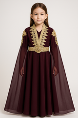 Girls Turkish Party Kaftan (Burgundy)