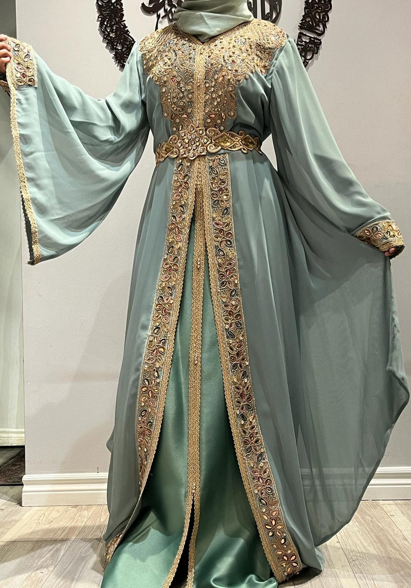 Mint /Gold Turkish Kaftan