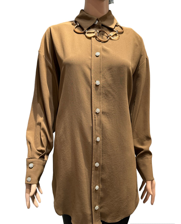 Crystal Button Tunic (Brown)