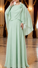 Mint Elegance Cape Gown