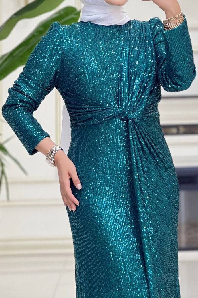 Emerald Sequin Party Dress