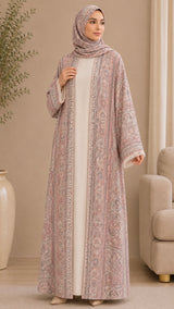 Vintage Blush Pashmina Abaya-UAE