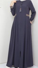Classic Embroidery Abaya (Charcoal Grey)