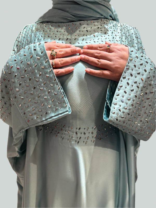 Pearl Aqua/Crystal Butterfly Kaftan