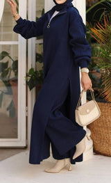 Trendy Knit Top/Pants Set (Midnight Blue)