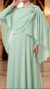 Mint Elegance Cape Gown