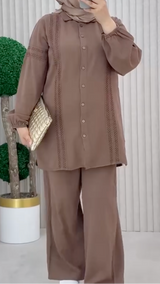 Chic Lace Co-ord Set (Mocha)