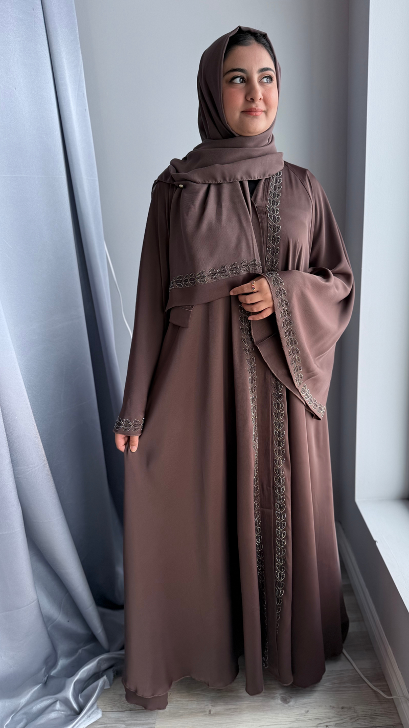 Luxury Dark Raisin Crystal Abaya (UAE)