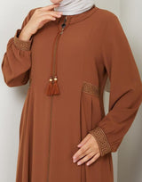 Classic Embroidery Abaya (Brown)
