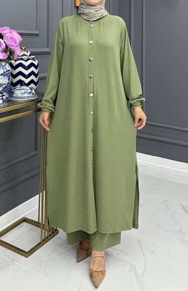 Sage Long Tunic Set