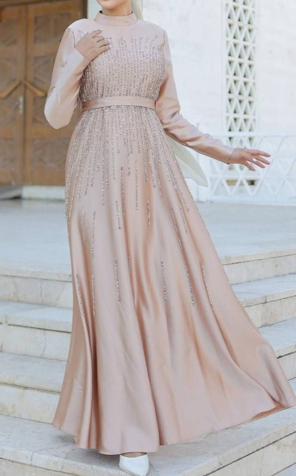 Elegant Satin Party Gown (Rose Gold)