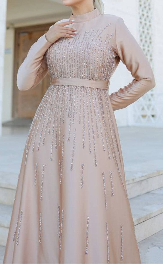 Elegant Satin Party Gown (Rose Gold)