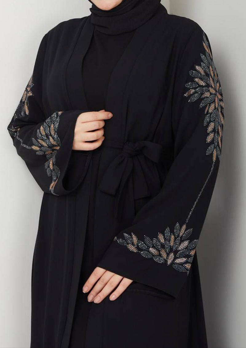 Black/Crystal Abaya Set