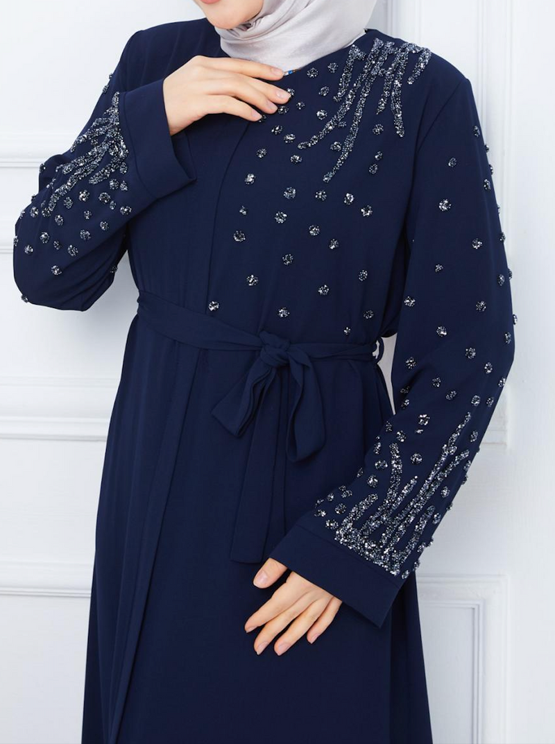 Chic Ornate Abaya (Midnight Blue)