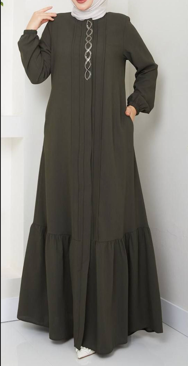 Maxi Zipper Abaya /Olive