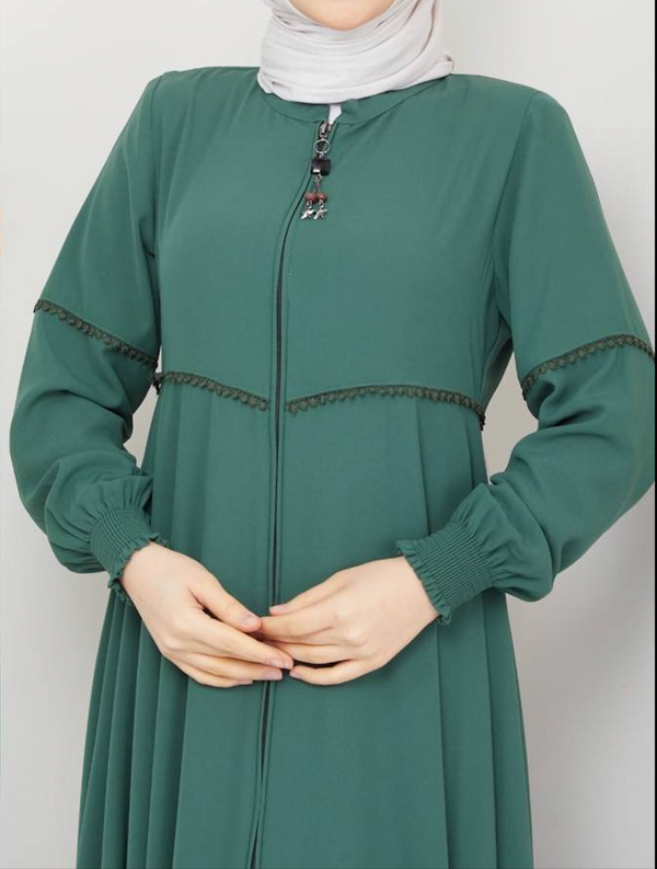 Chic Zipper Abaya (Emerald)