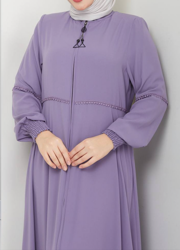 Chic Zipper Abaya (Lavender)