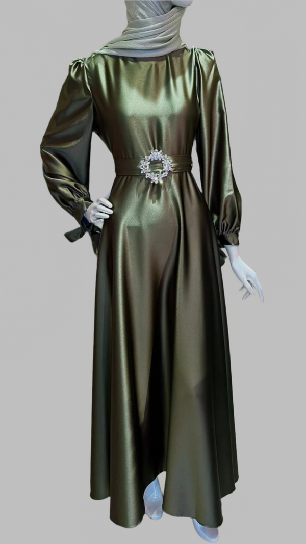 Radiance Satin Gown (Cyan Green)