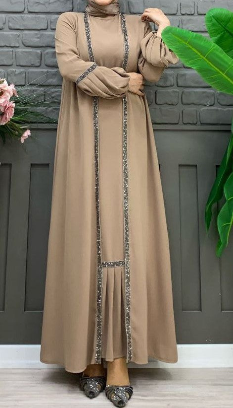 Taupe Fancy Abaya Set