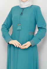 Classic Embroidery Abaya (Teal)