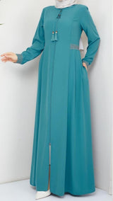 Classic Embroidery Abaya (Teal)