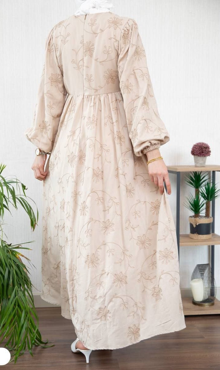 Cotton Embroidery Dress / Beige