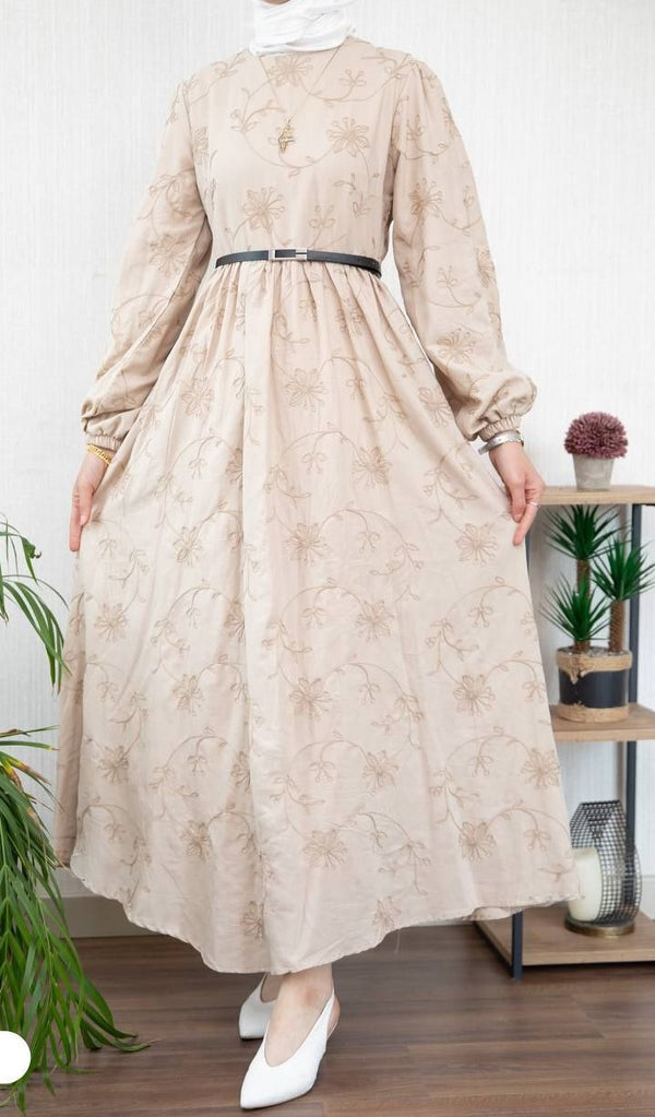 Cotton Embroidery Dress / Beige