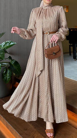 Polka Grace Chiffon Dress-Toffee