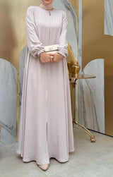 Beige Zipper Abaya (Turkey)