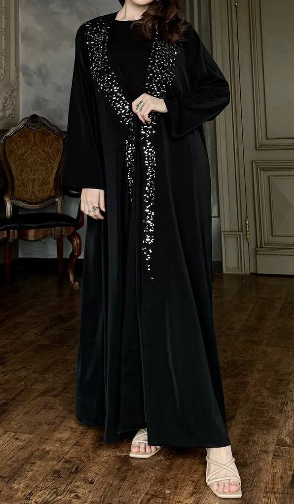 Adorned Abaya Set (Black)