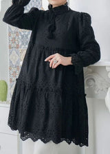 Cotton Eyelet Tunic (Black)