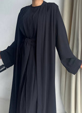 Chic Tie Abaya Set (Black)