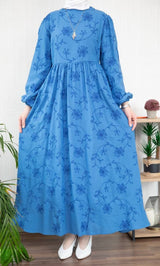 Cotton Embroidery Dress / Azure Blue