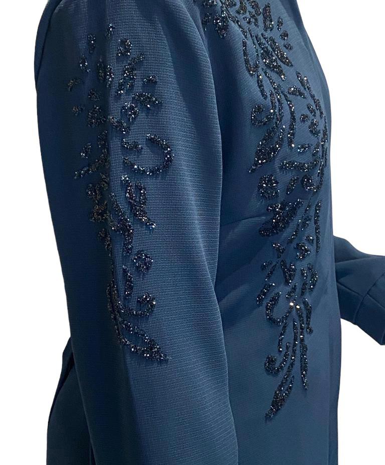 Prussian Blue Fancy Abaya