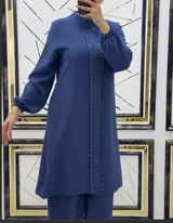 Chic Tunic Set w Crystals(Dusky Blue)