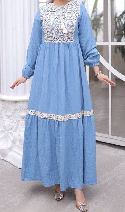 Cotton Lace Maxi (Blue)