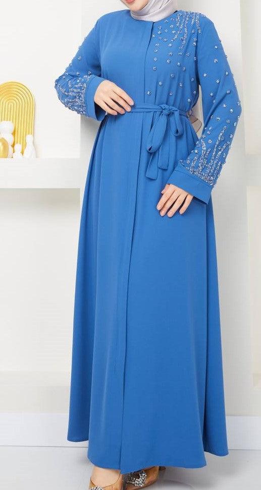 Chic Ornate Abaya (Blue)