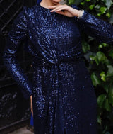 Midnight Blue Sequin Party Dress