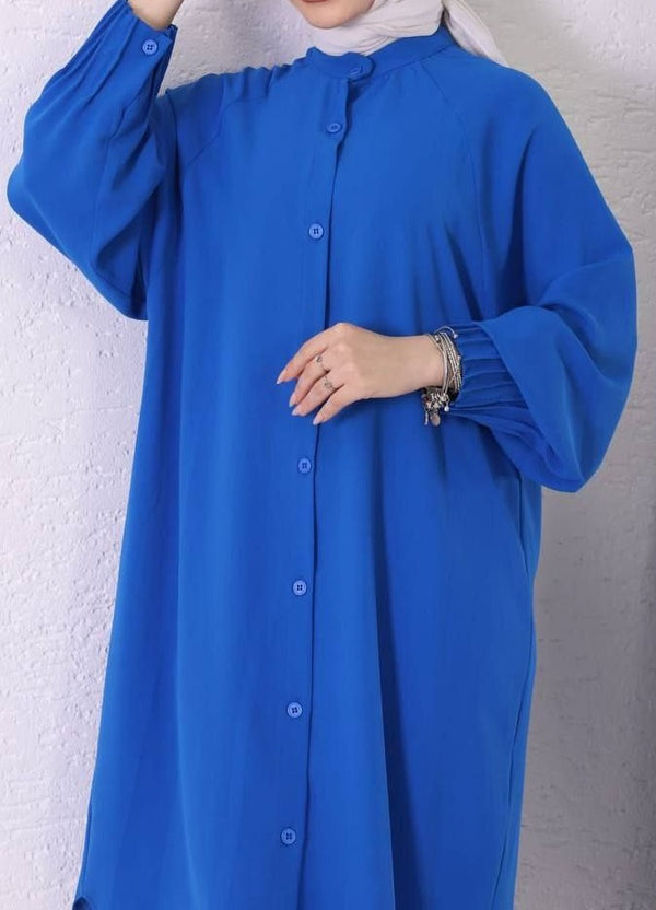 Long Button Front Tunic (Blue)