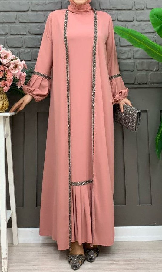 Coral Fancy Abaya Set