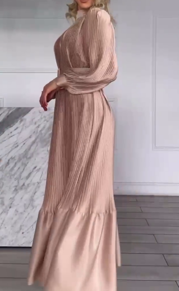 Chic Silk Party Dress -Champagne