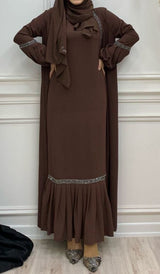 Mocha Brown Fancy Abaya Set