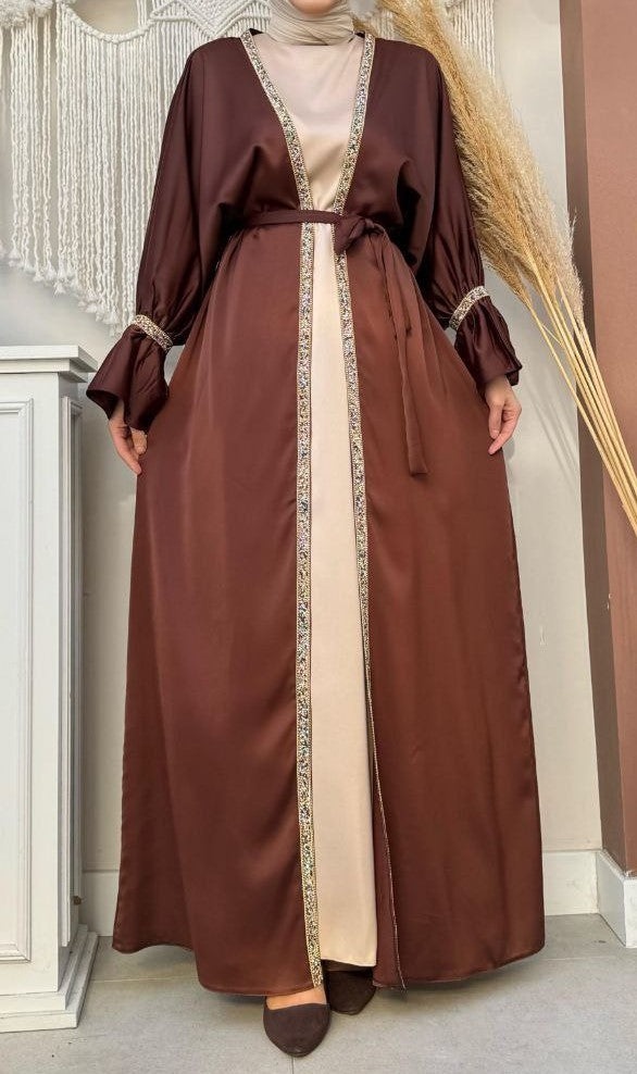 Fancy Abaya Set (Mocha)