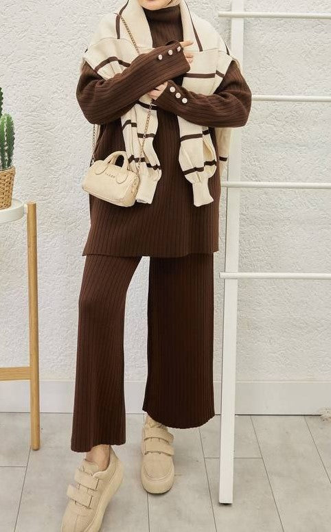 Chocolate Brown Knit Set