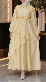 Butter Yellow Cascade Dress